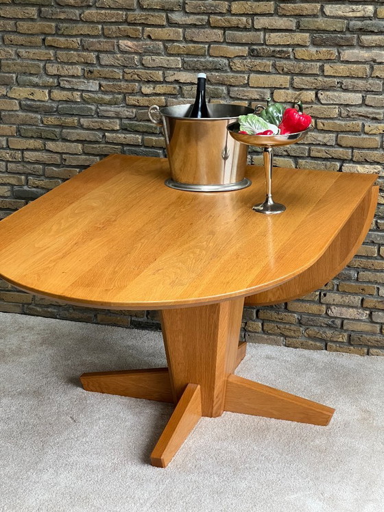 Image 1 of Danish oak dining table - Vintage Scandinavian design - drop-leaf