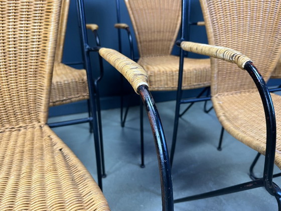 Image 1 of Rieten stoelen van Frederick Weinberg, jaren 60, set van 6