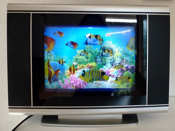 Image 1 of Vintage verlicht tropisch aquarium nagebootst, jaren 70.