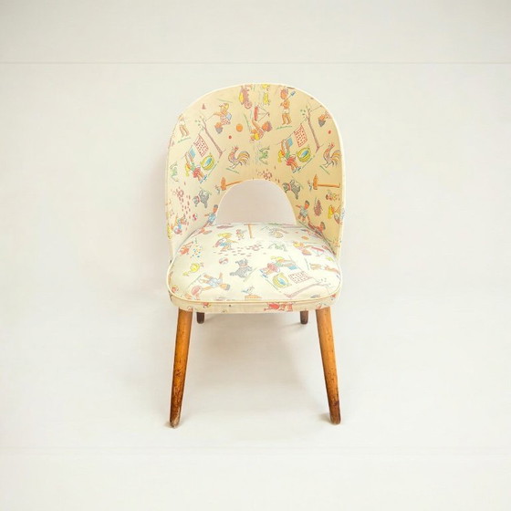 Image 1 of Sedia retrò per bambini nella tipica forma degli anni '50 con motivo scolastico, made in Germany