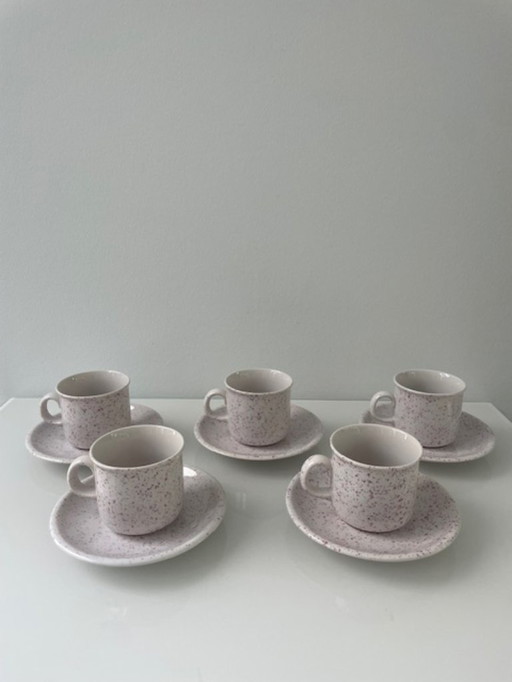 Juego de taza y platillo Annaburg posmoderno, estilo terrazo (5 piezas)