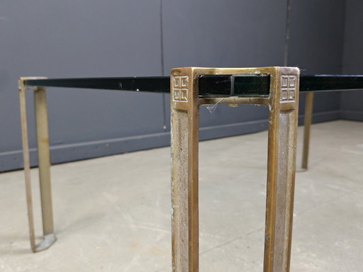 Peter Ghyczy T24 Pioneer rechthoekige salontafel van glas en gegoten messing