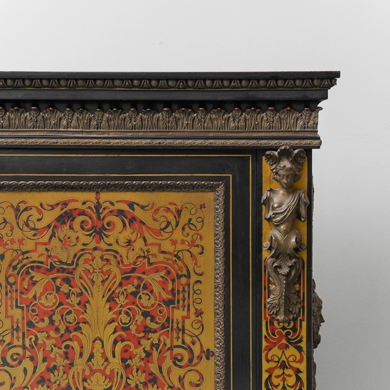 Image 1 of VINTAGE FRENCH RENAISSANCE STYLE BOULLE SIDEBOARD HAND PAINTED 19TH CENTURY