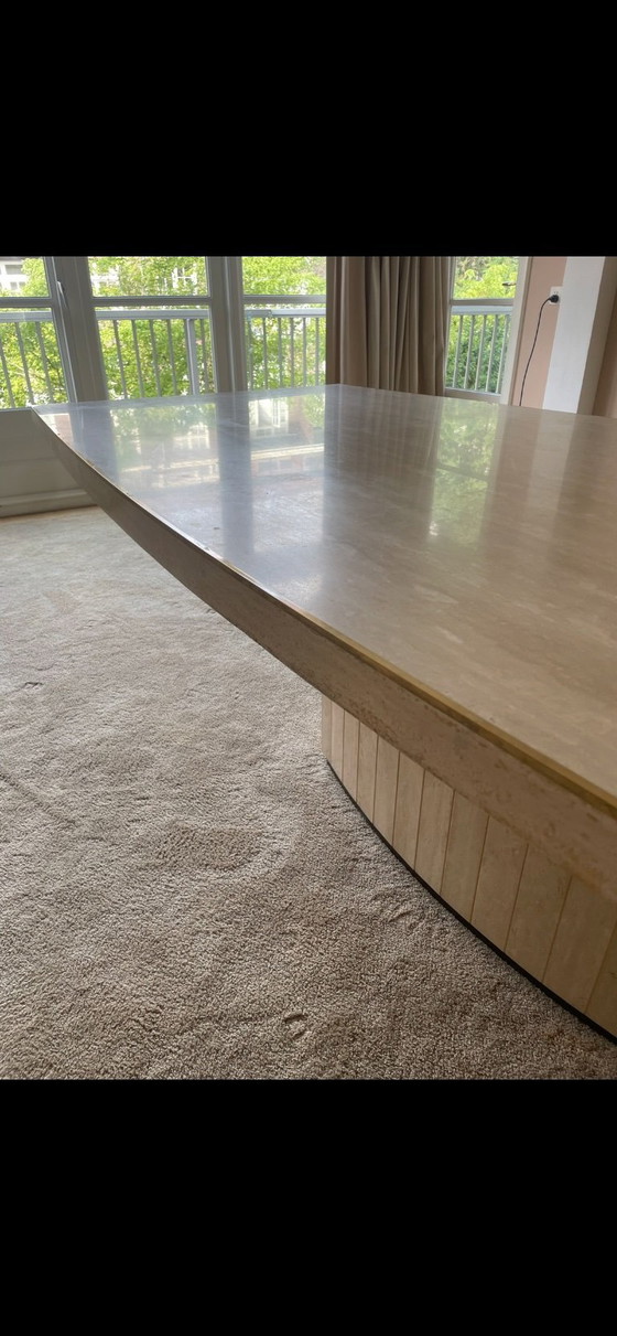 Image 1 of Willy Rizzo per Jean Charles Tavolo da pranzo in travertino