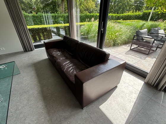 Image 1 of Poltrona Frau Massimo 3-Sitzer Sofa aus Kalbsleder dunkelbraun