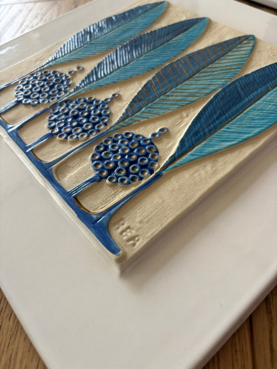 Pair of Ceramano REA Ceramic Wall Plaques, Rare Blue Colourway, West Germany, 1970s, Decorative Objects (photo 15 of 15)
