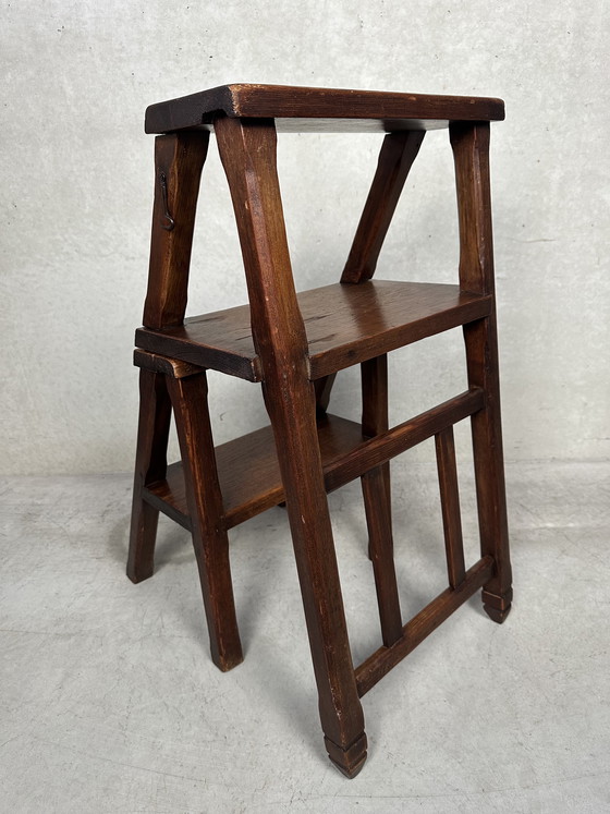 Image 1 of Sgabello/sedia antico da biblioteca