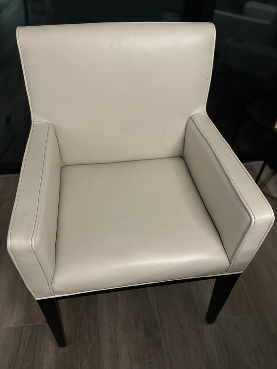 Image 1 of 4x Carver Armchairs in Real Leather with Wenge Legs