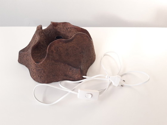 Image 1 of Ceramic earthenware vintage wall lamp, chamotte clay, earthenware, ceramic retro lamp, 70s wall lamp