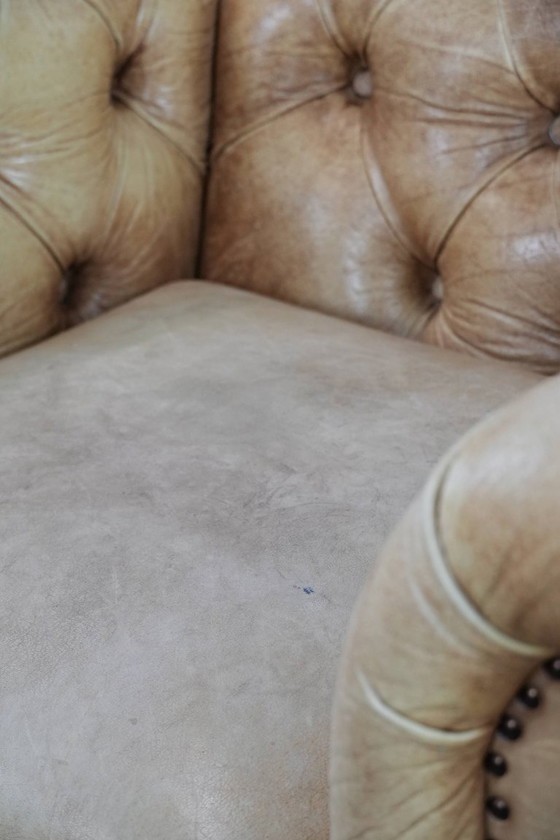 Image 1 of Unique Chesterfield armchair made of cowhide leather
