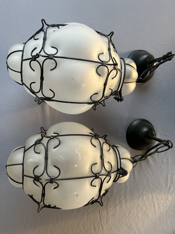 Image 1 of Paar venezianischer mundgeblasener Glaslampen