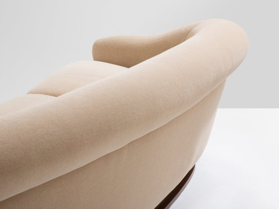 Image 1 of Isa Bergamo large Art Deco walnut mohair velvet sofa 1940s