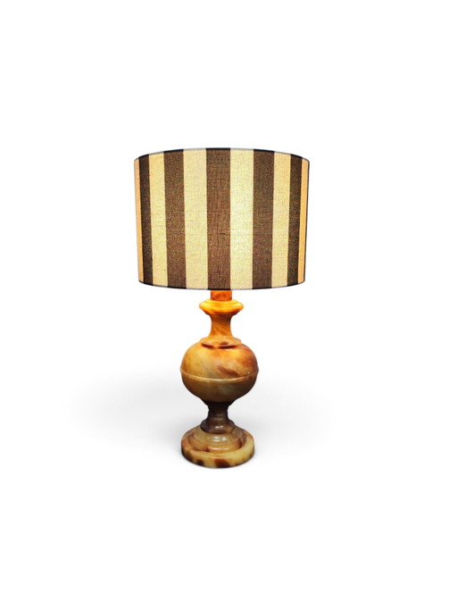 Earthy Alabaster Italian Lamp 1950s – tafellampen, Stone, Textile