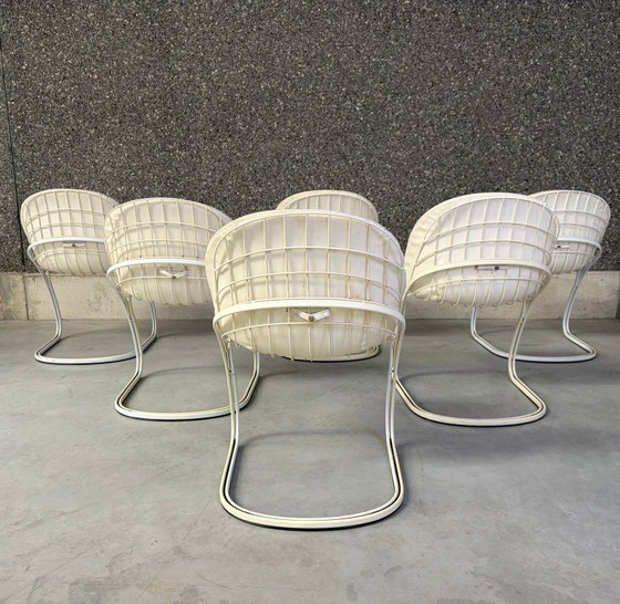Chaises de salle à manger Gastone Rinaldi « Pascale », années 1970 - Lot de 6 – Leather, Metal (photo 5 of 12)