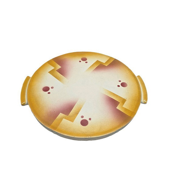 Image 1 of Présentoir à gâteaux Art Déco, céramique allemande, Spritzdekor, vers 1930