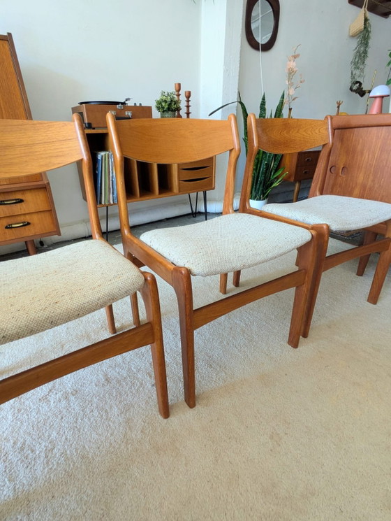 Image 1 of Ensemble vintage de 6 chaises de salle à manger danoises en teck