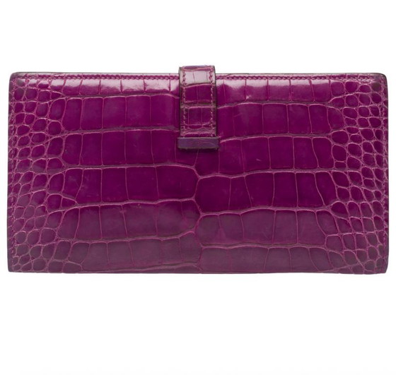 Image 1 of Accessoire HERMES Bearn en Cuirs exotiques Violet - 101993