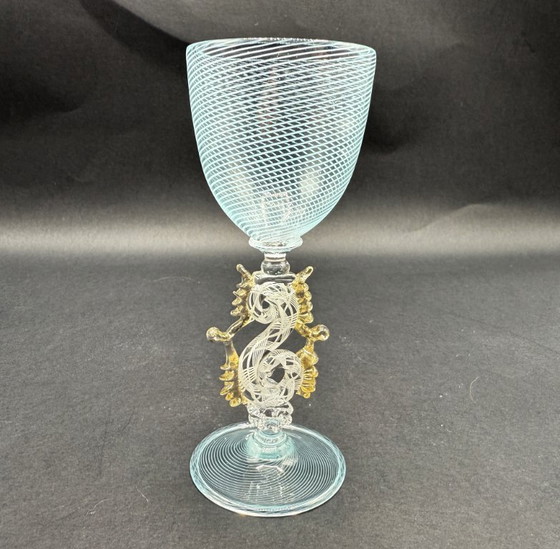 Image 1 of Murano – Calice Veneziano in Vetro Artistico con Filigrana a Spirale
