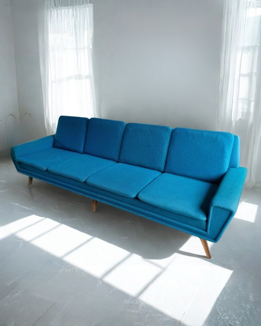 Rare Danish 4-Seater Sofa + Armchair | Petrol Wool | 1960s