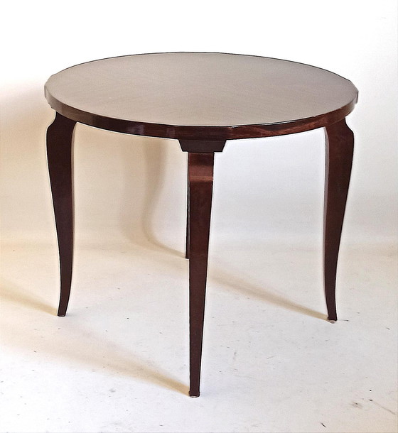 Image 1 of Art Deco sokkeltafel Mahoniefineer Diameter 60,4 cm
