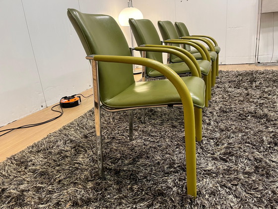 Image 1 of ZGAN Leolux Cimaronne Esszimmerstühle Grün (4 Stück)