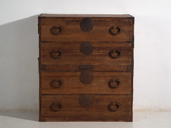 Antique Japanese Tansu Chest of Drawers - Meiji / Taishō Period (c. ) #81 – Iron (photo 27 of 40)
