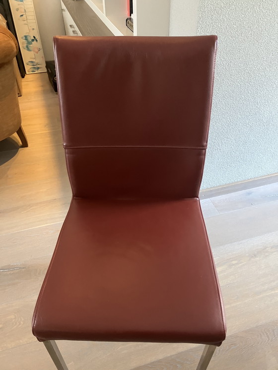 Image 1 of 8 sedie da pranzo in pelle rossa Toledo in pelle