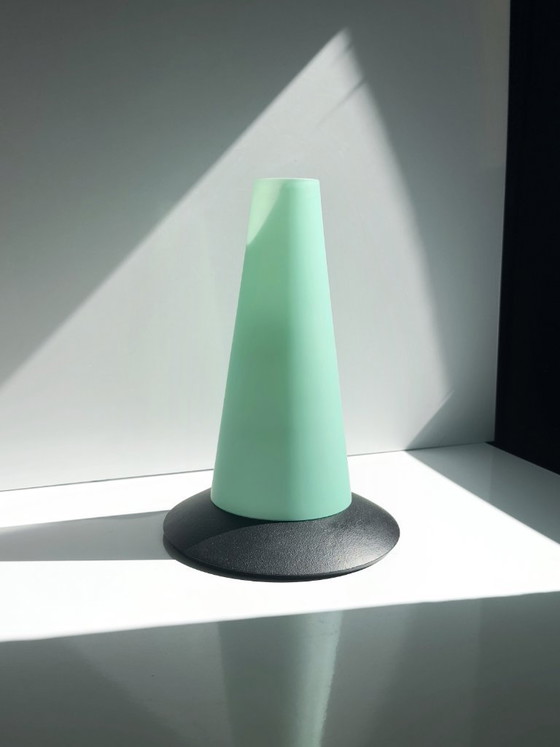 Image 1 of Vintage Postmodern Table Lamp Mint Green Glass Memphis Milano Lamp Casablanca Cocktail Style 80s 90s
