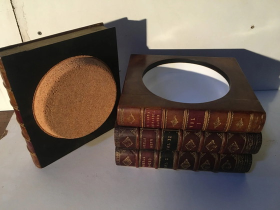 Stacked book ice bucket made of wood and leather – Bowls, Vintage (photo 4 of 13)
