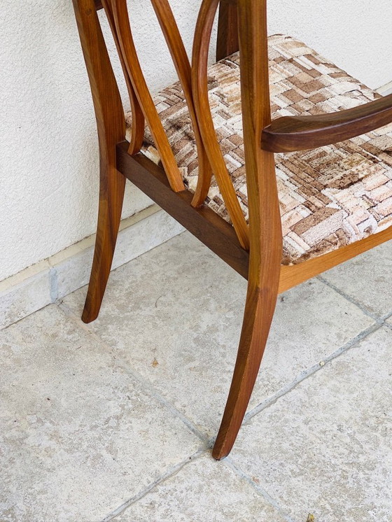 Image 1 of Paire de chaise et fauteuil vintage en teck et tissu, 1960