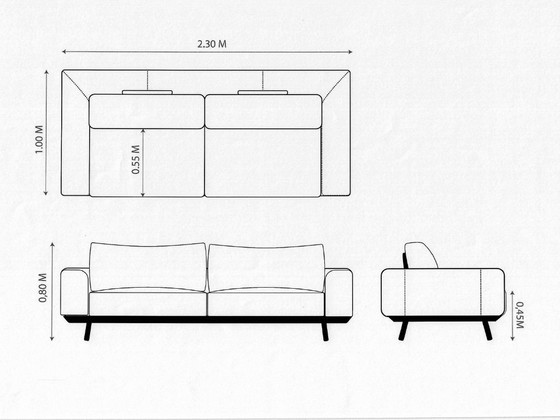 Image 1 of Juego de 2 elegantes sofás de cuero con estilo de mediados de siglo.