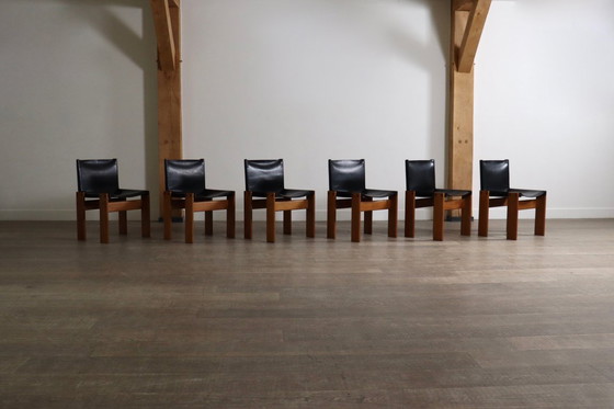 Image 1 of Juego de 6 sillas de comedor Monk diseñadas por Afra y Tobia Scarpa para Molteni, Italia, 1974.