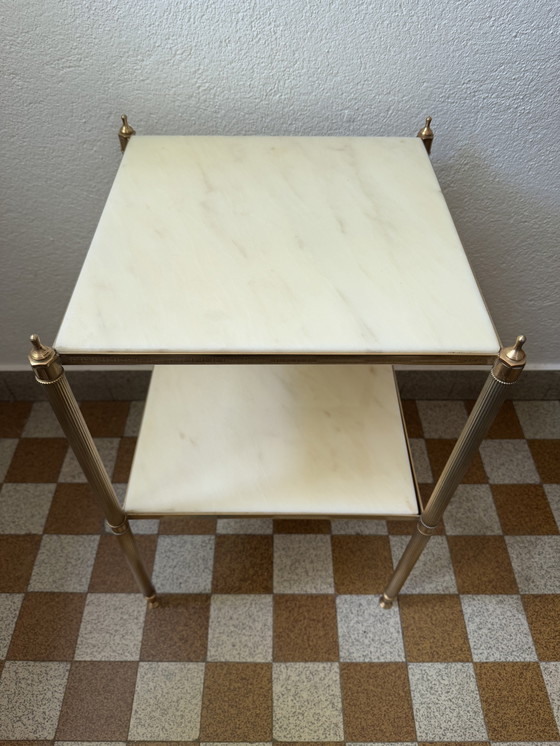 Image 1 of 60s brass marble side table