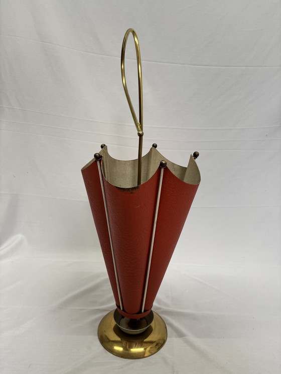 Image 1 of Vintage Mid-Century design paraplubak jaren '50/'60 rood