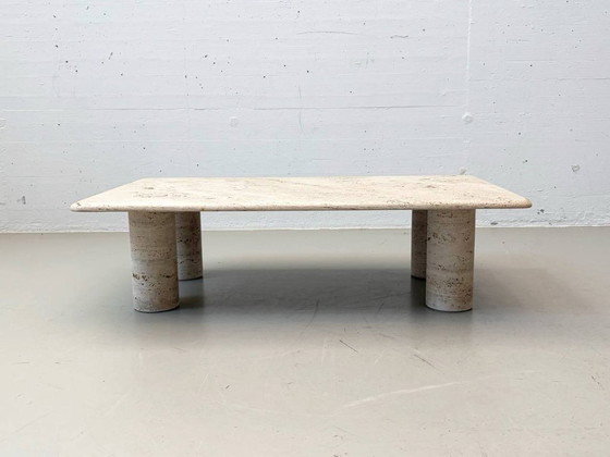 Image 1 of Travertijn salontafel van Angelo Mangiarotti voor Up & Up, Italië, jaren 70