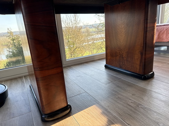 Image 1 of English Art Deco Style Dining Table – London  – Walnut Veneer