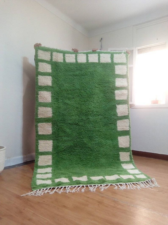 Beni Ourain stijl vloerkleed - Groen Marokkaans vloerkleed van handgeweven wol - 250 x 154 (photo 8 of 8)