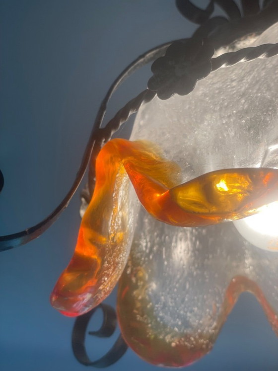 Image 1 of Vintage pendant lamp, Brutalist style, very likely Mazzega