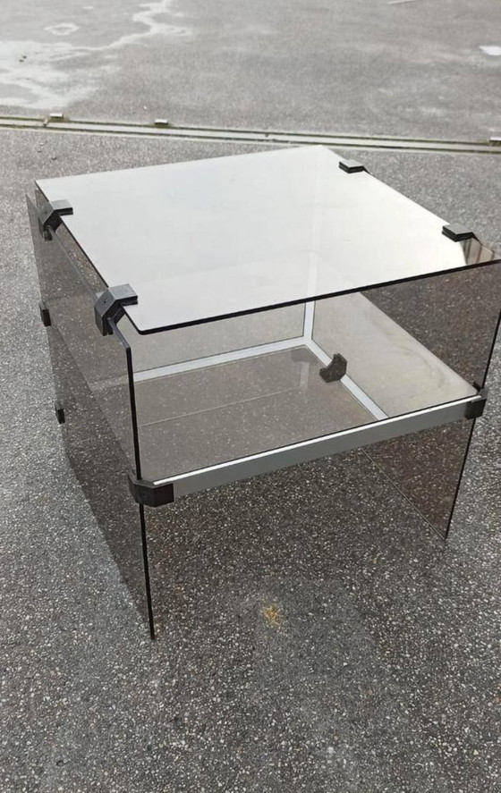 Image 1 of Vintage smoked glass side table