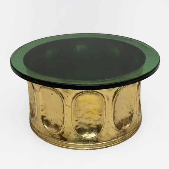 Image 1 of Tavolino da caffè in vetro di Murano e ottone, stile moderno italiano, anni '70