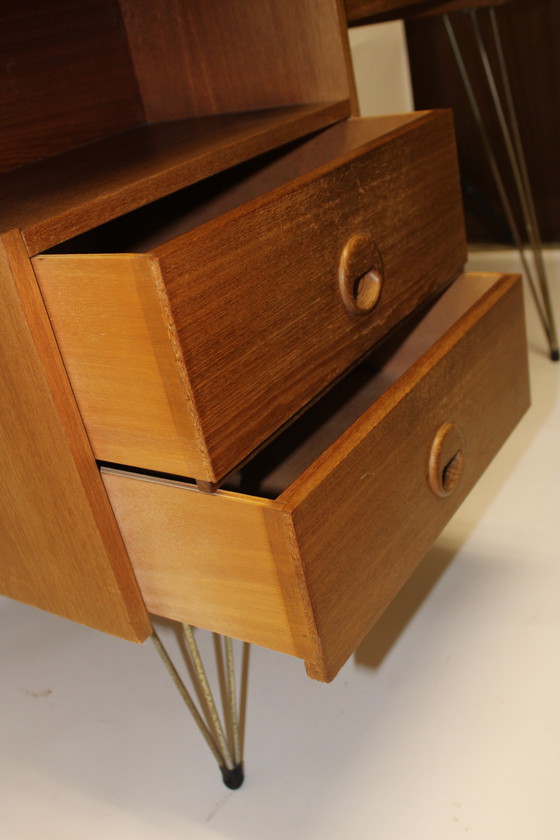 Image 1 of Escritorio de teca moderno de mediados de siglo: Louis Van Teeffelen para Wébé (década de 1950)