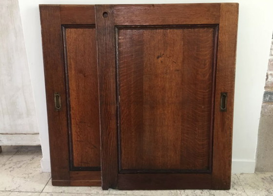 Image 1 of Pair of Vintage Oak Sliding Doors France