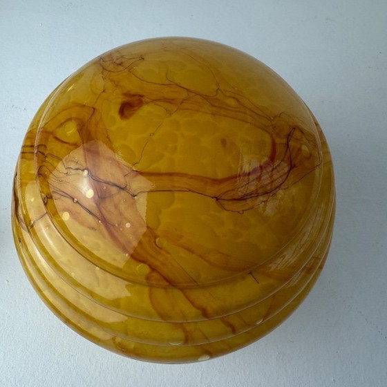 Image 1 of ANCIENNE LAMPE A POSER EN VERRE MARBRÉ VINTAGE