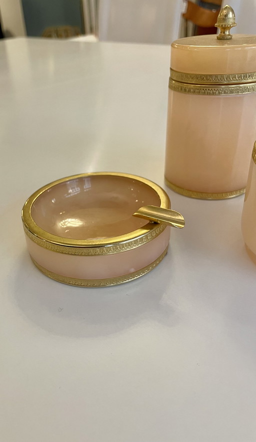 Elegantes Raucher Set Aus Rosa Alabaster Von Cerri Nestore Aus Volterra