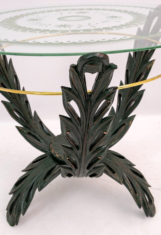 Image 1 of Mesa de centro italiana de latón y madera de mediados de siglo de Pierluigi Colli, década de 1950