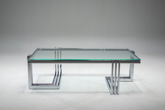 Image 1 of Vintage salontafel in chroom en glas, jaren 1960