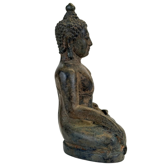 Paire de Bouddhas thaïlandais antiques en bronze – Style Lanna, 19e siècle – Sculptures (photo 11 of 11)
