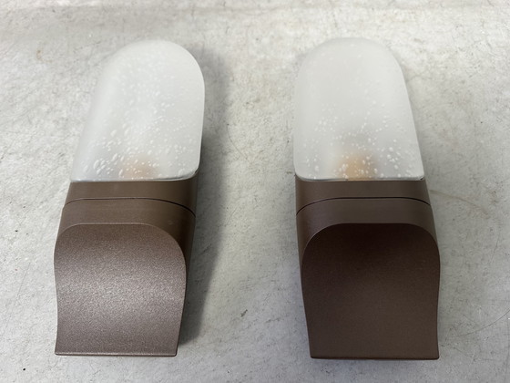 Image 1 of 2x Lampada da parete vintage in vetro smerigliato - Hans Popp