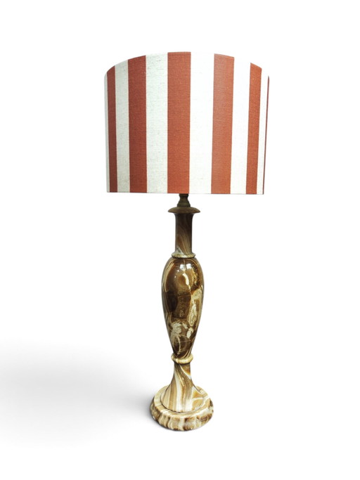 Lampada italiana in onice degli anni '50 – tafellampen, Stone, Textile