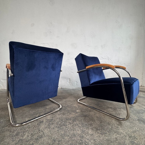 Image 1 of Pair of Tubular Steel Bauhaus Chairs by Anton Lorenz for Mucke Melder, 1930